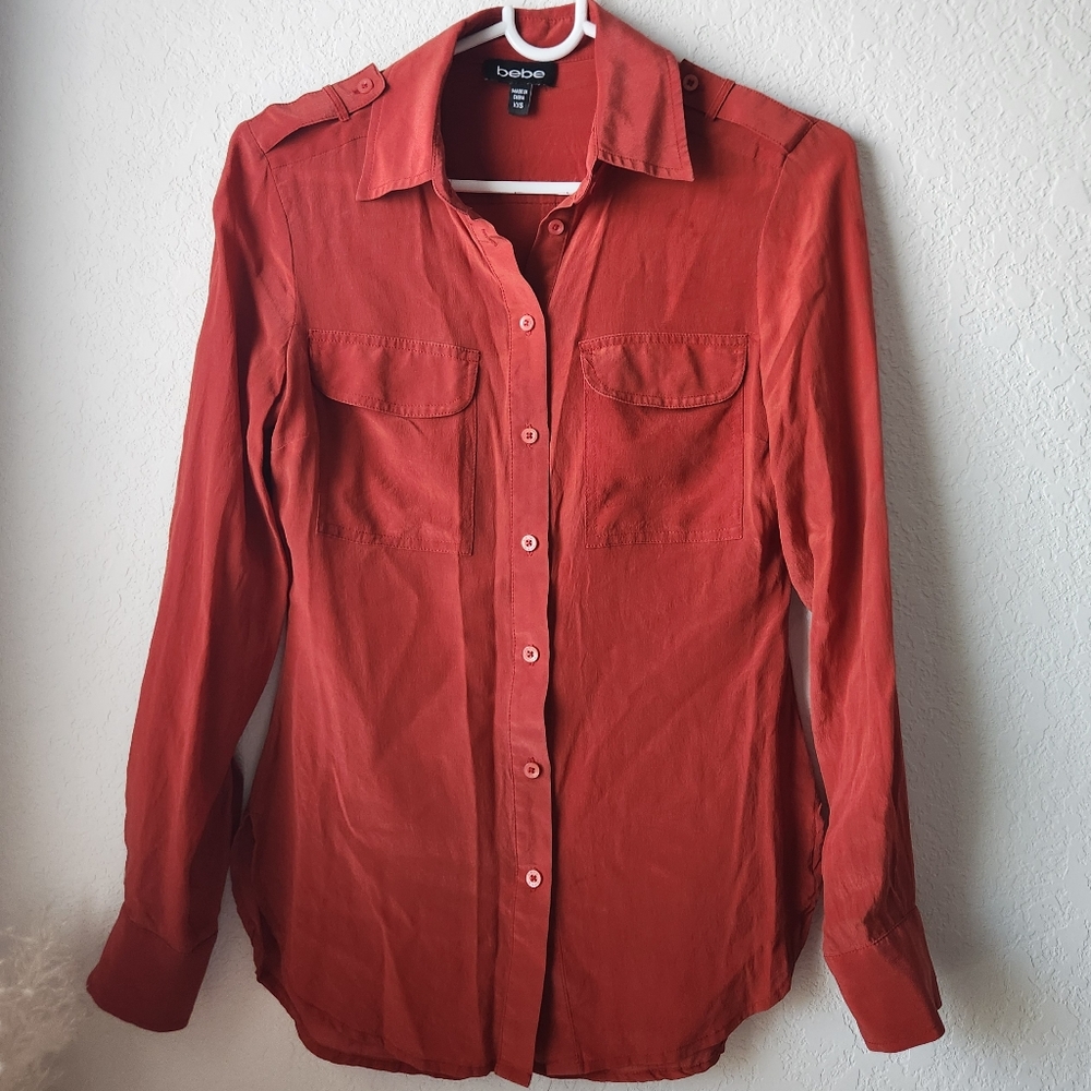 XXS Bebe Rust Button Down Shirt for Women